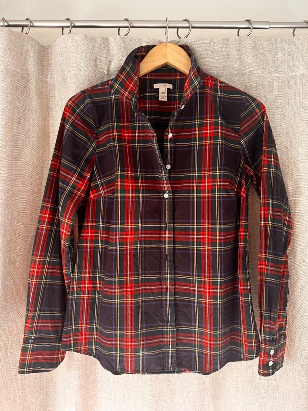 Vintage J Crew Black Watch Plaid Blouse - Picture 2 of 4